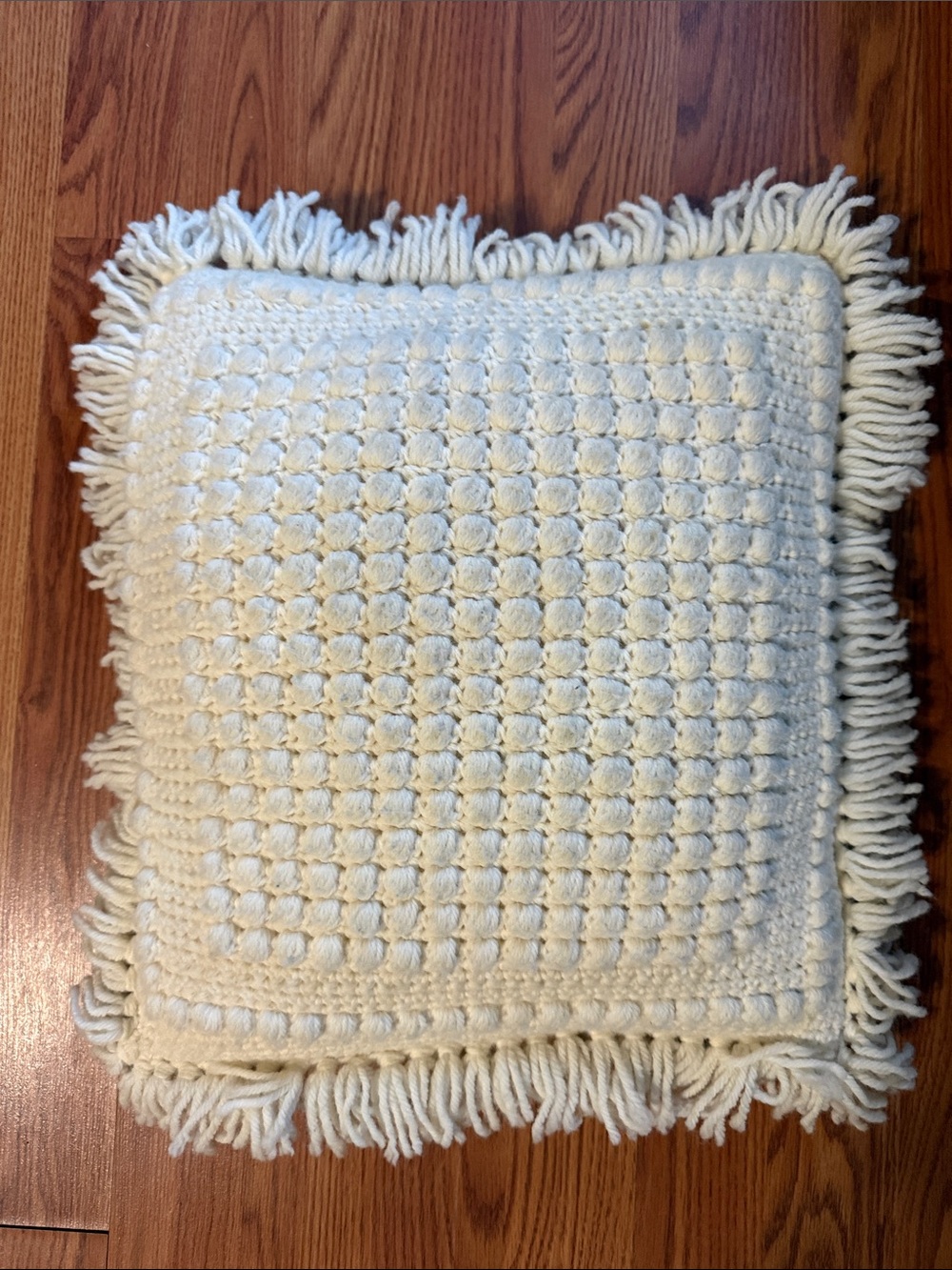 Cream Textured Fringe Accent Pillow - Home Accents vintage hand sawn